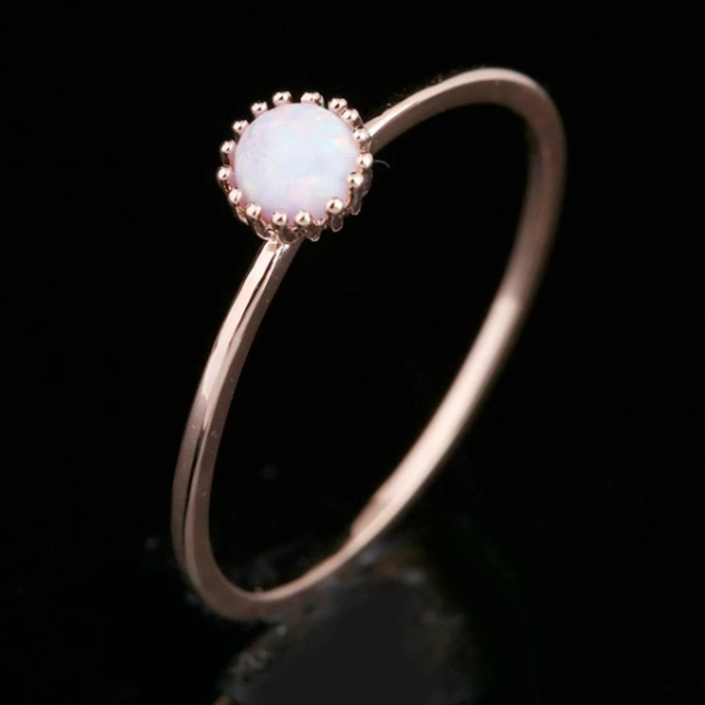 NEW Round Opal Rose Gold Ring - Picture 8 of 8